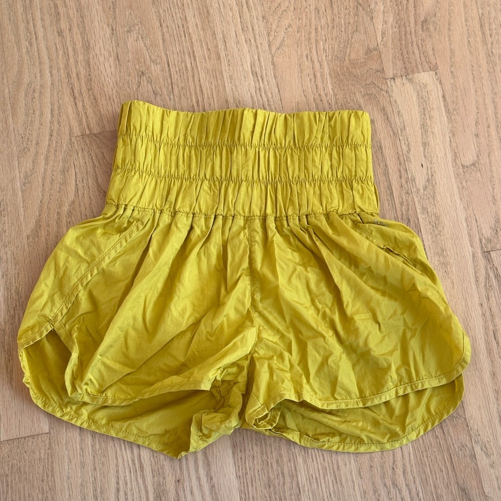 free people movement high waisted shorts in yellow so flattering!!